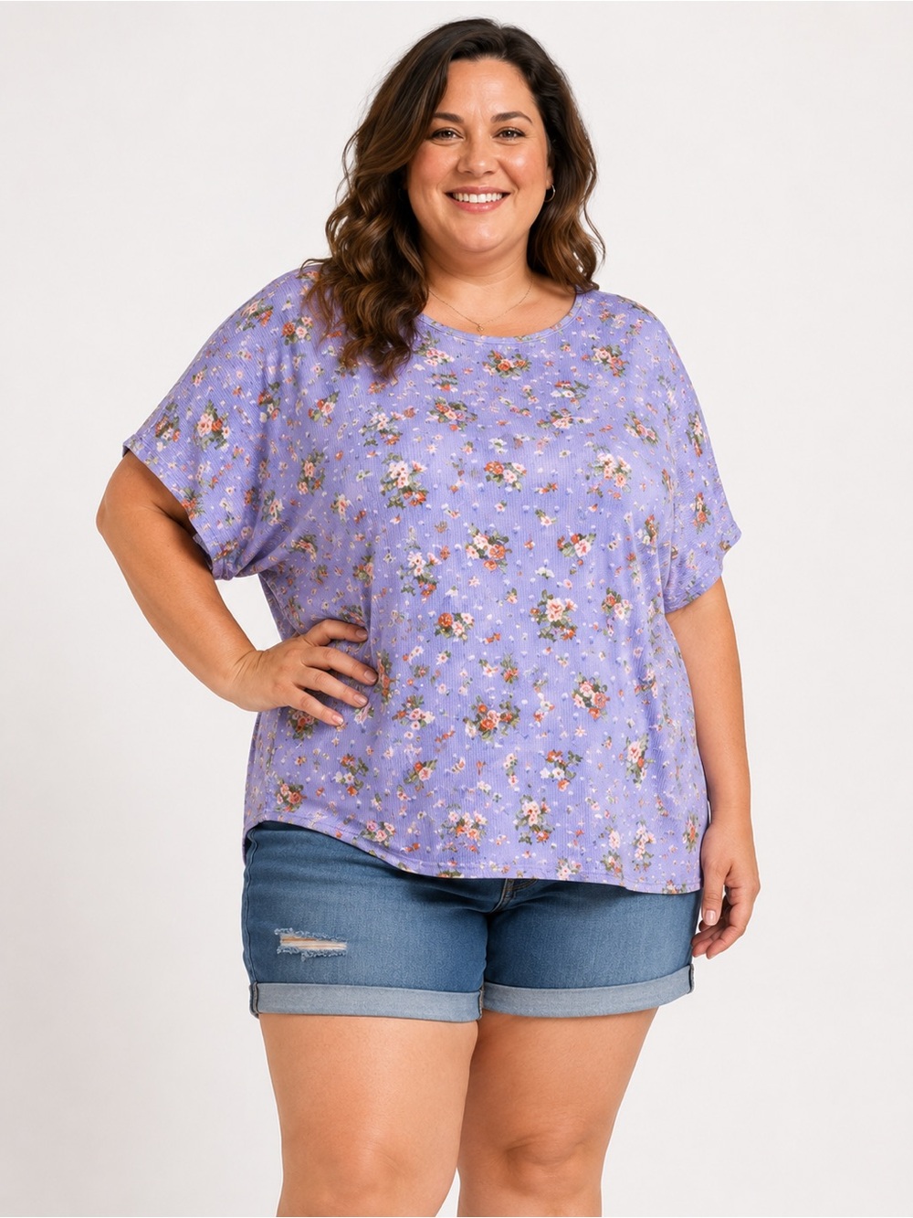 Blumin Apparel Oversized Purple Floral Boho Top No Size